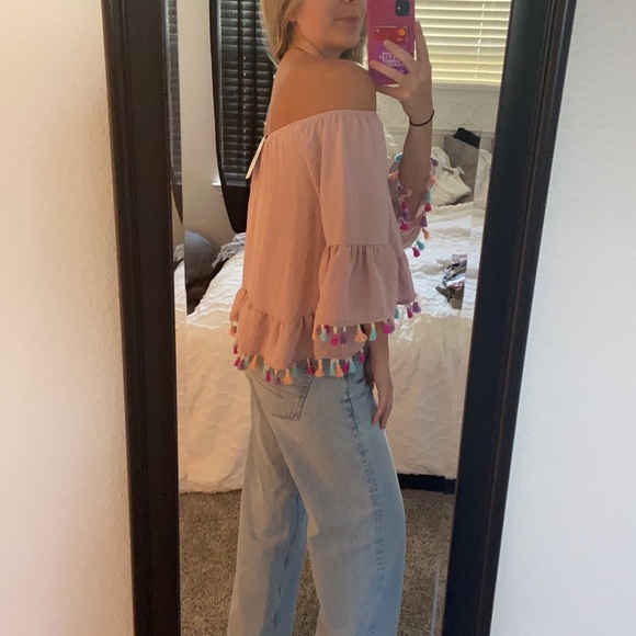 Off the shoulder fringe top - Picture 2 of 5